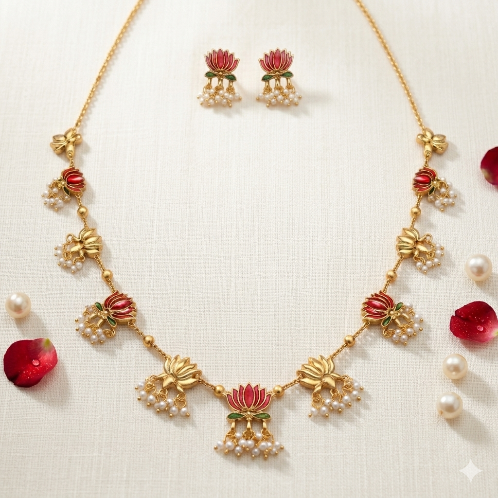 Lotus long necklace