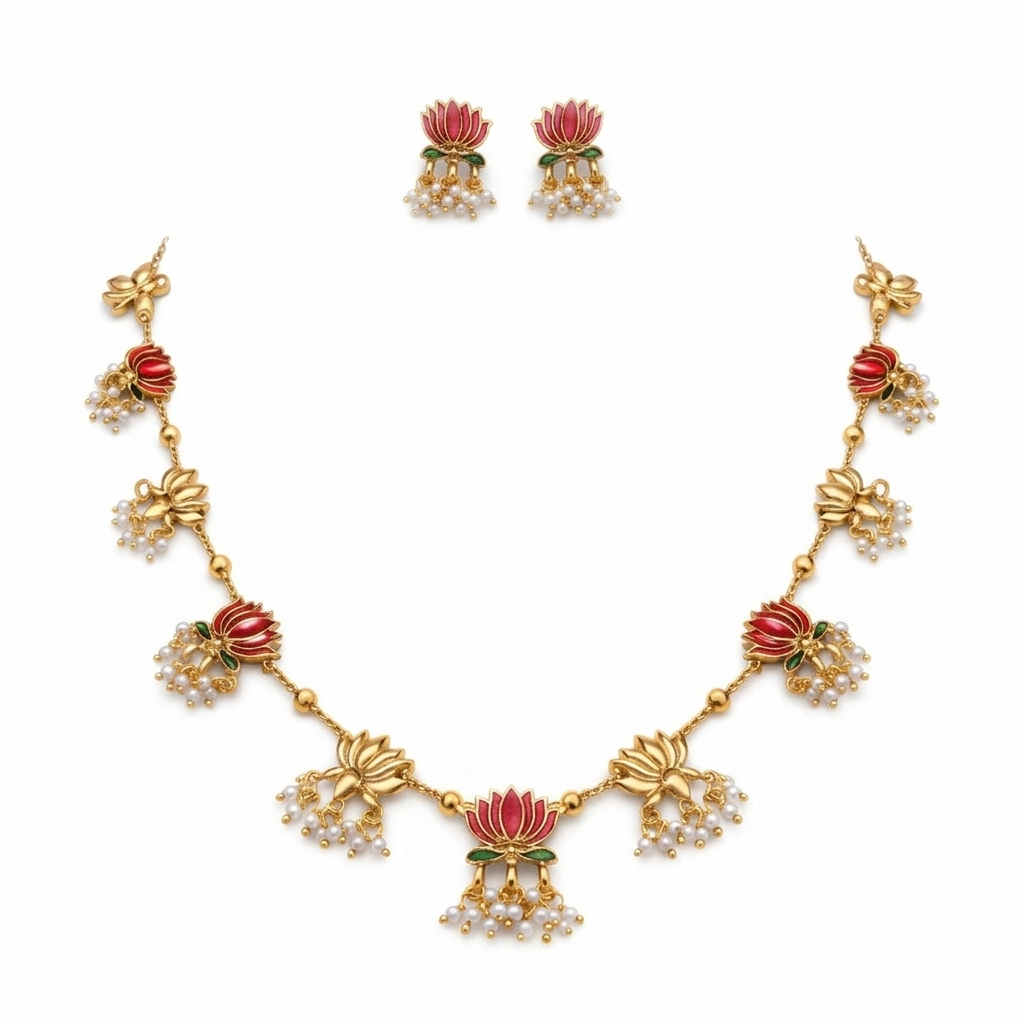 Lotus long necklace